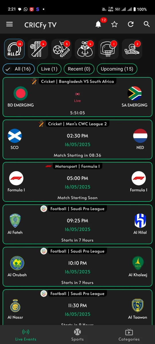 Cricfy TV App Screenshot